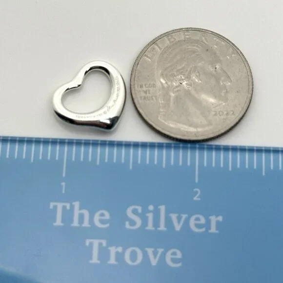 Tiffany Elsa Peretti Mini Small Open Heart Pendant Charm in Sterling Silver - Picture 6 of 7